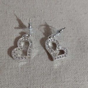 Silver tone heart shaped earrings